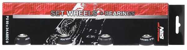 PU 80x24 82A MATTE Juodas (4 vnt.) + ABEC-9 (8 vnt.) NILS EXTREME RINKINYS