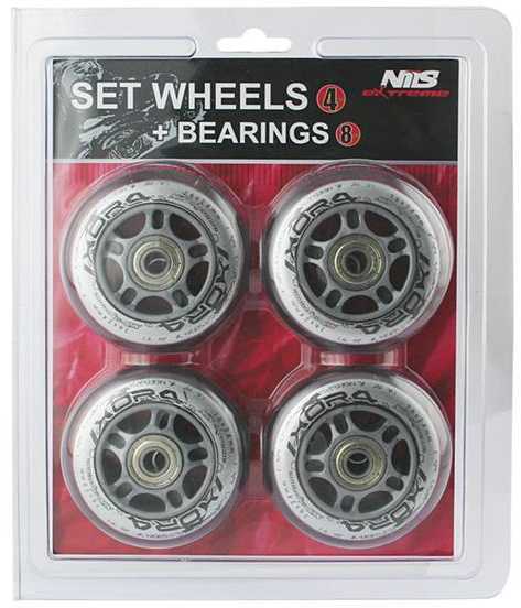 PU 84x24 82A TRANSPARENT (4 vnt) + ABEC-7 CHROME (8 vnt) NILS EXTREME RINKINYS
