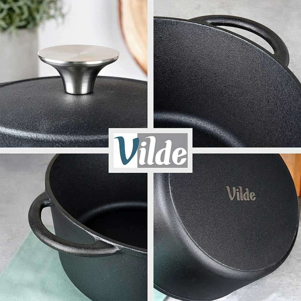 Puodas su dangteliu ketaus dujinis indukcinis kietas VILDE 26 cm 5 L