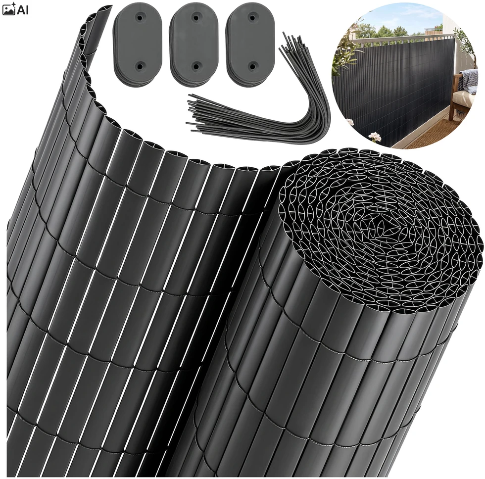 PVC balkono uždangalas 100x500 cm BARU antracito spalvos