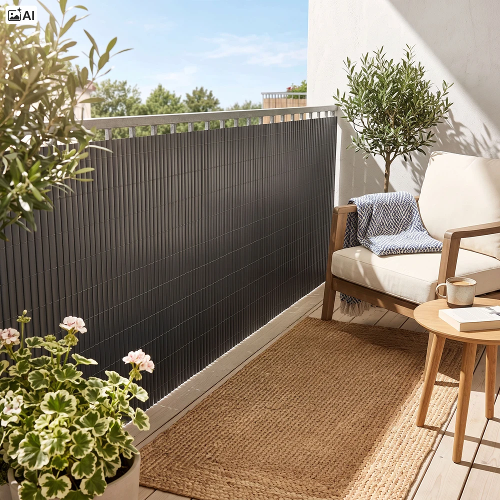 PVC balkono uždangalas 140x500 cm BARU antracito spalvos
