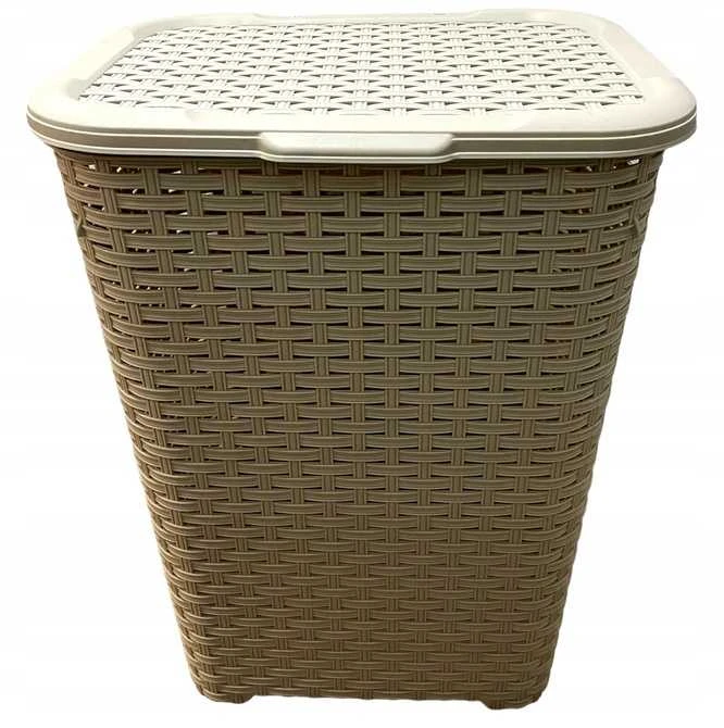RATTAN balta šiukšliadėžė 60l - smėlio spalvos 435x337x602 mm