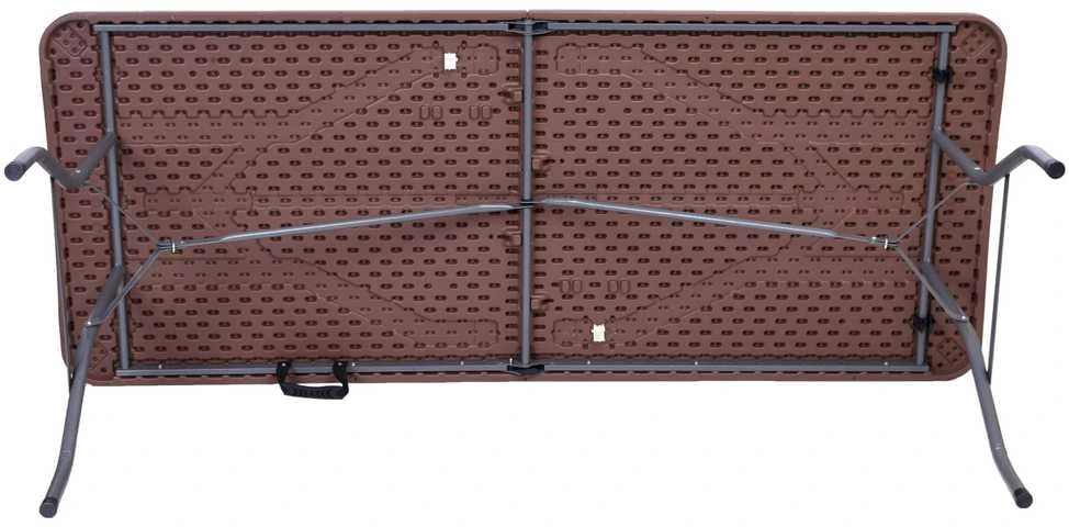 RATTAN maitinimo stalas, sulankstomas į lagaminą, 180 cm, ruda
