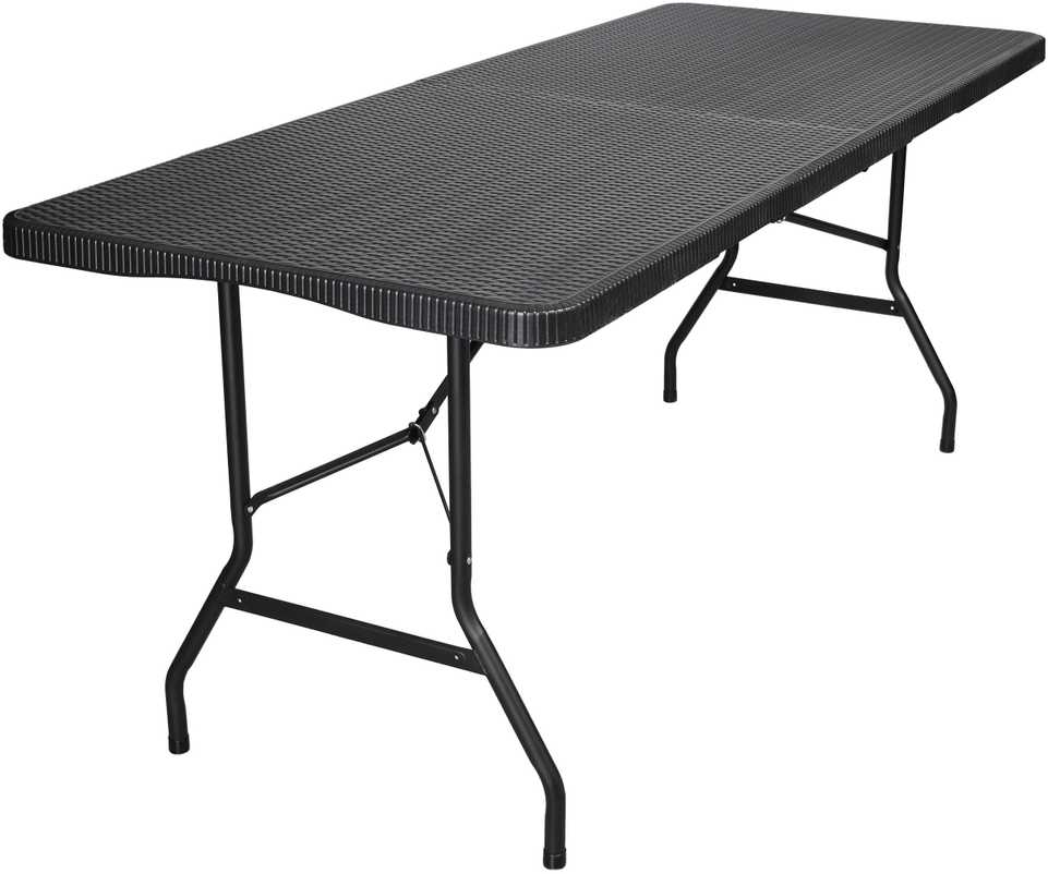 RATTAN maitinimo stalas sulankstomas į lagaminą - 180 cm, juodas