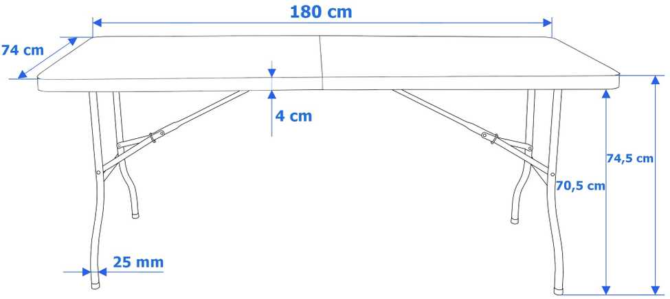 RATTAN maitinimo stalas sulankstomas į lagaminą - 180 cm, juodas