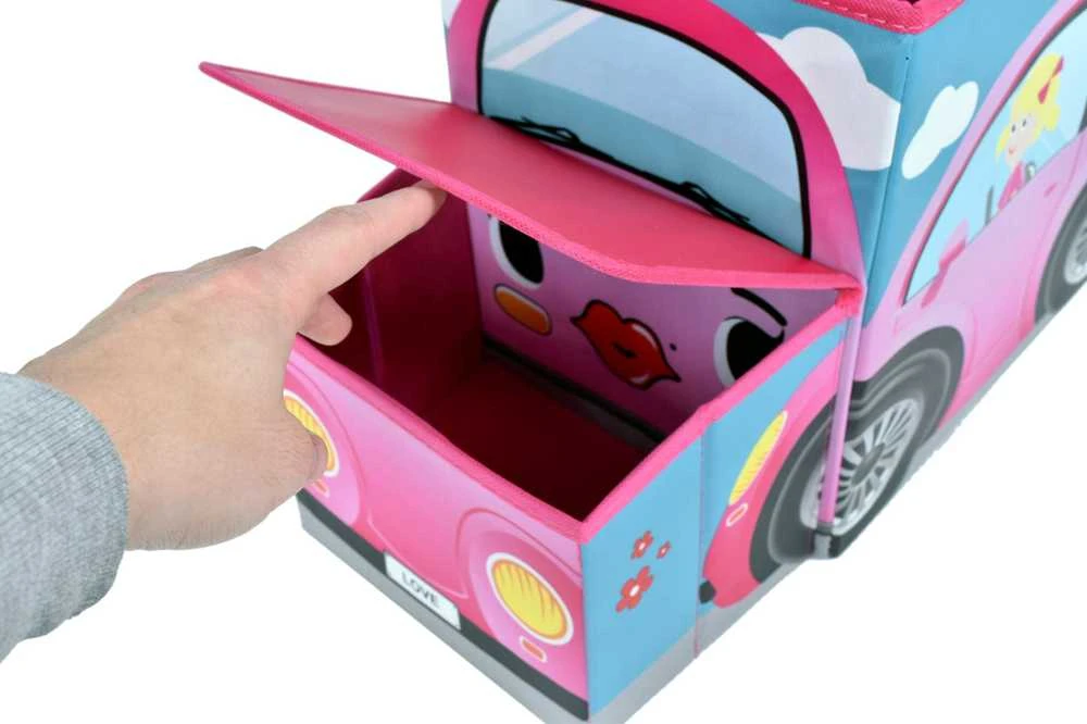 Rožinis automobilio žaislų konteineris
