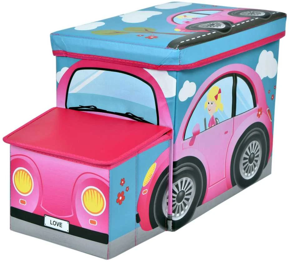 Rožinis automobilio žaislų konteineris