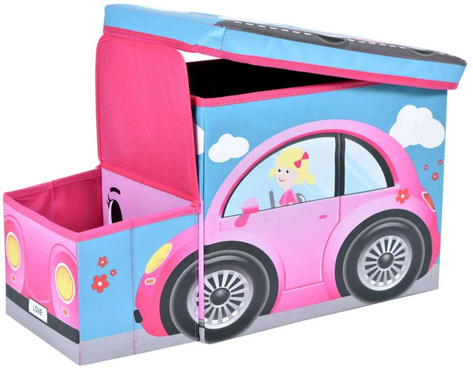 Rožinis automobilio žaislų konteineris