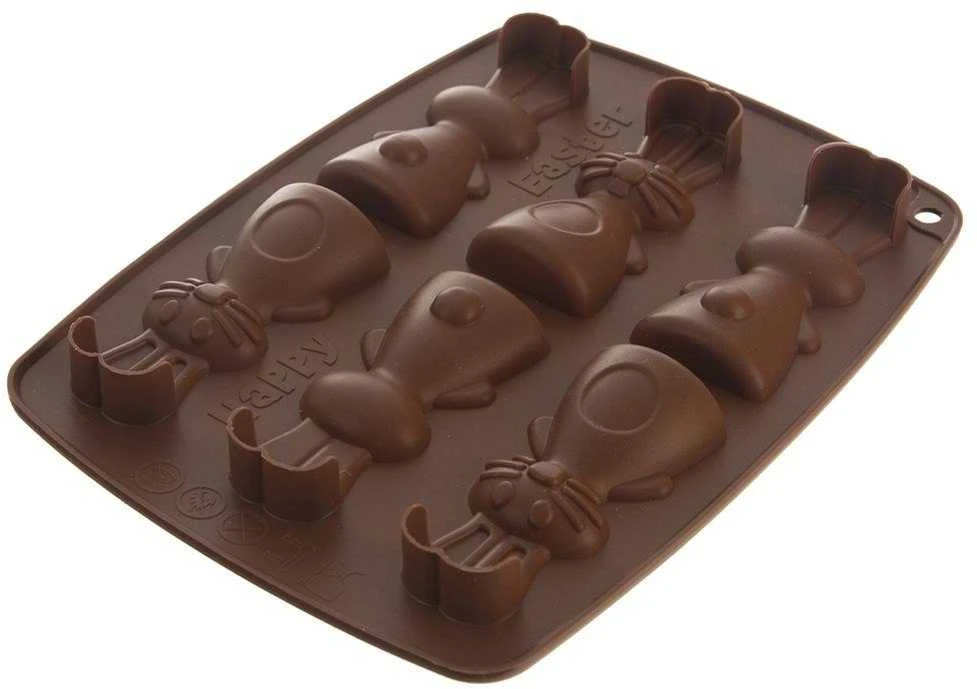 Rudas zuikio silikoninis sausainis ir praline formelė