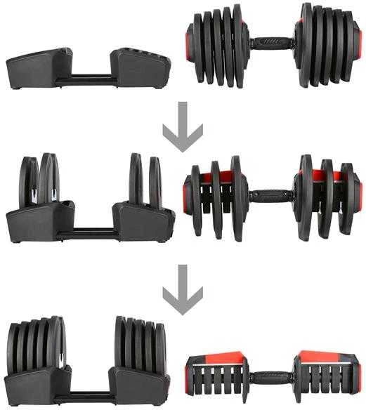 SGR40 PRO SET 2IN1 REGULIUOJAMAS HANTELIŲ RINKINYS 43,5 KG HMS