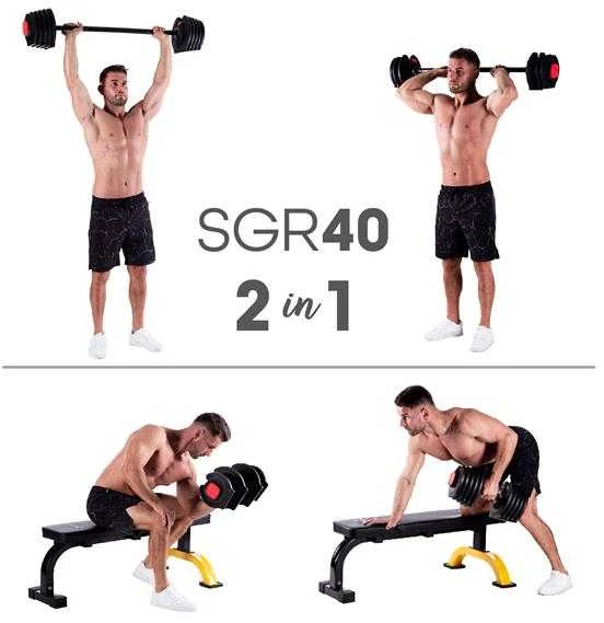 SGR40 PRO SET 2IN1 REGULIUOJAMAS HANTELIŲ RINKINYS 43,5 KG HMS