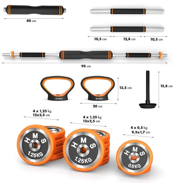 SGZ215 (2 DALYS) PRO RINKINYS 6IN1 TRINČIŲ SVORIŲ RINKINYS 15KG HMS
