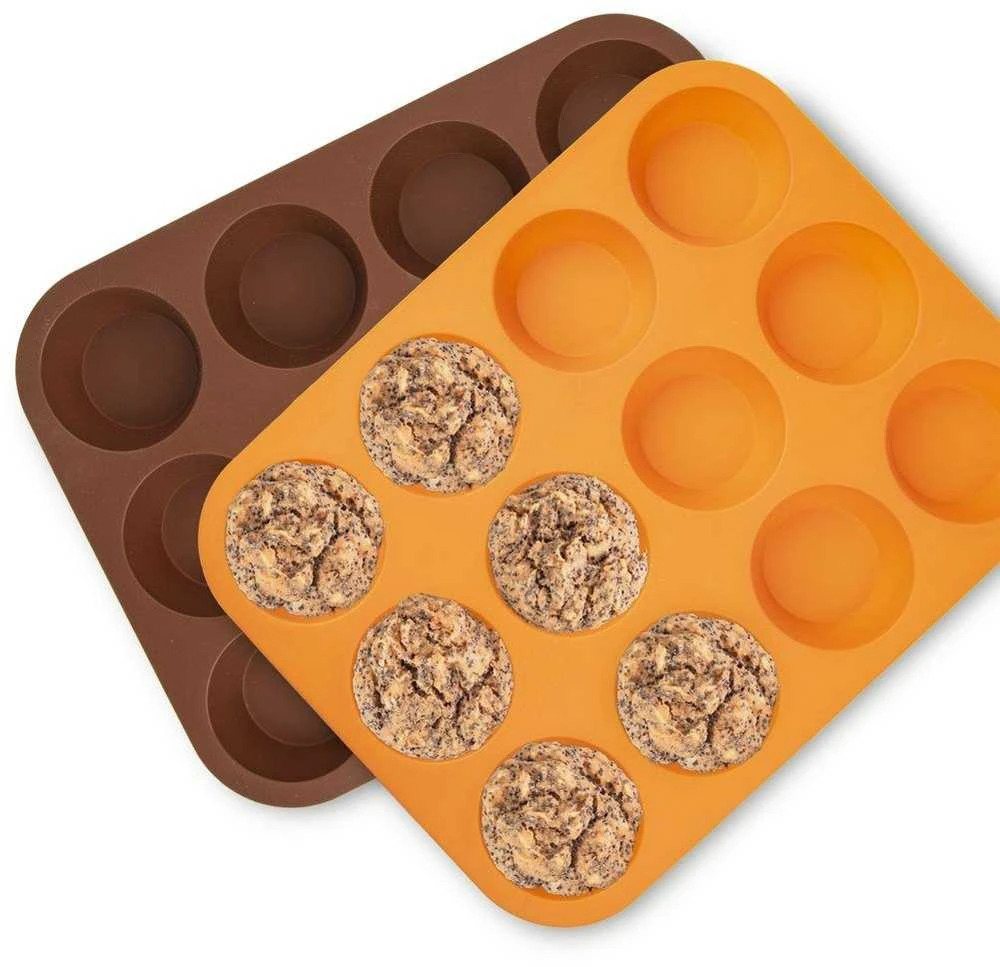 Silikoninė kepimo forma bandelėms, keksiukams, 12 vnt, 32,5x25 cm