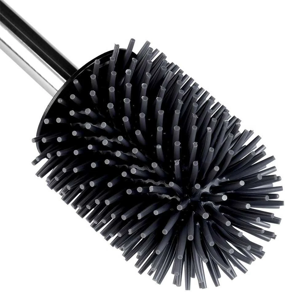 Silikoninis tualetinis šepetys su laikikliu ir žnyplėmis, juodas, 42 cm