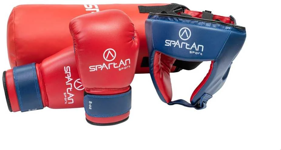 SPARTAN bokso rinkinys vaikams (5kg krepšys, pirštinės, šalmas)