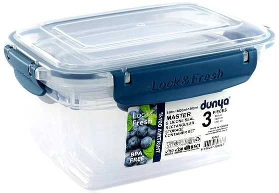 Stačiakampių indelių rinkinys MASTER 3 vnt. /400, 800, 1400 ml/