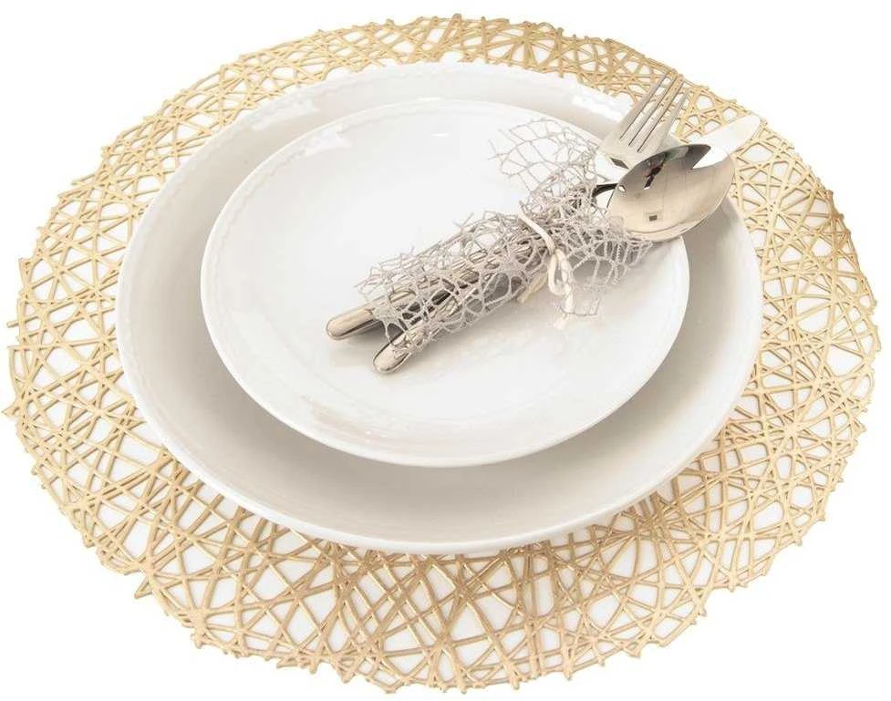 Stalo kilimėlis, guminis, valcuotas, apvalus, auksinis, 39 cm