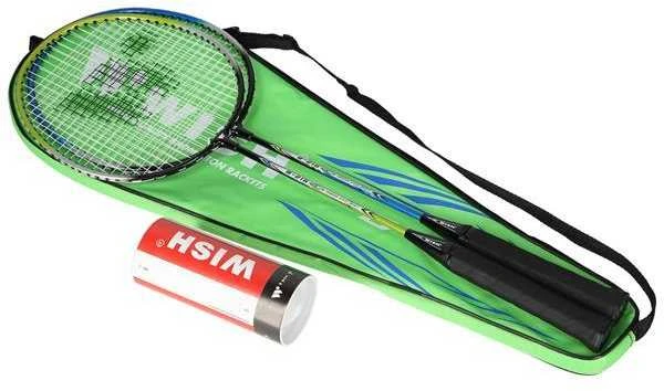 STEELTEC 216K BADMINTONO RAKEČIŲ RINKINYS ŽALIA+MĖLYNA + PEČĖS 3 Vnt.