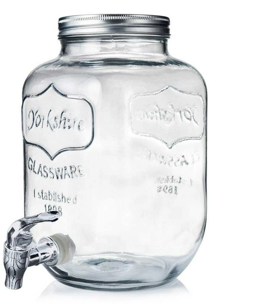 Stiklainis, stiklinis dozatorius su čiaupu, čiaupas limonado gėrimams, 4 l
