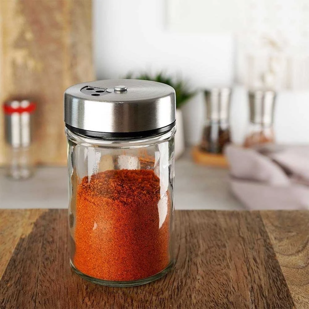Stiklinė prieskonių talpa su dozatoriumi 100 ml