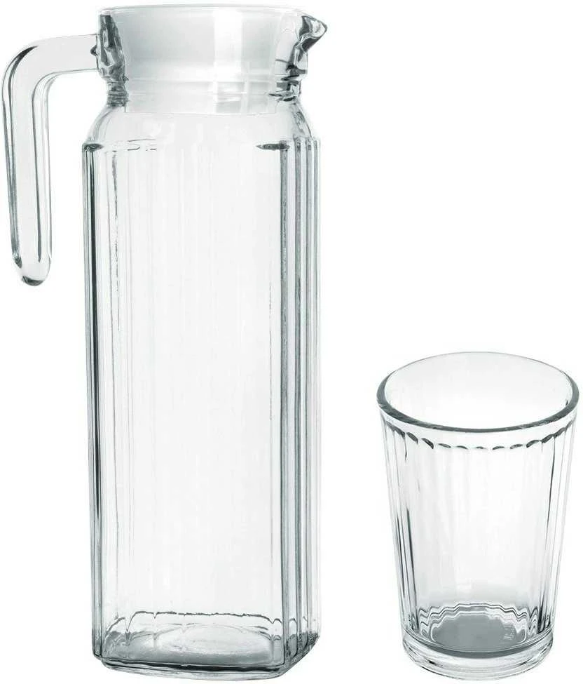 Stiklinės ir stiklinis ąsotis su dangteliu 1,1 l / 190 ml 5 vnt.
