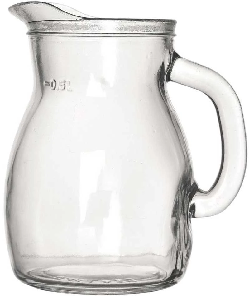 Stiklinis ąsotis gėrimams su rankena 500 ml