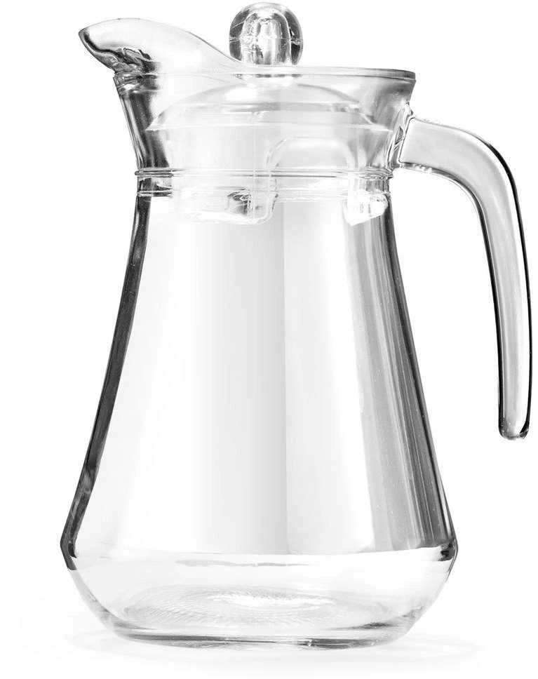 Stiklinis ąsotis vandeniui, kompotui, gėrimams, limonadui, su rankena ir dangteliu, 1,4 l