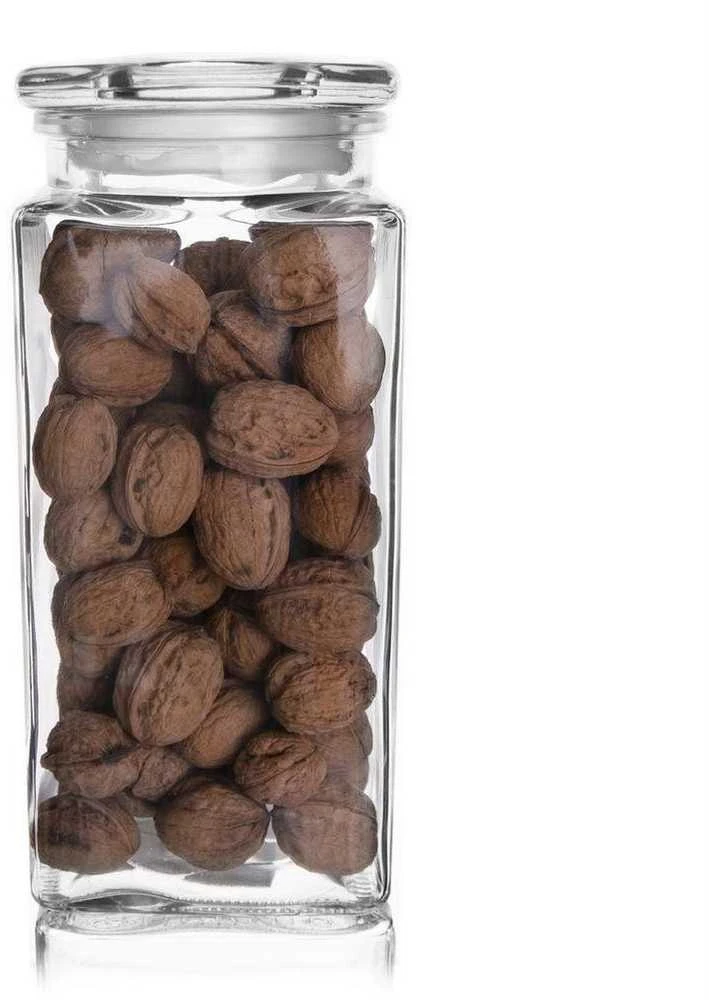 Stiklinis indas virtuvinis stiklainis kvadratinis stiklainis su dangteliu 1,8 l retro