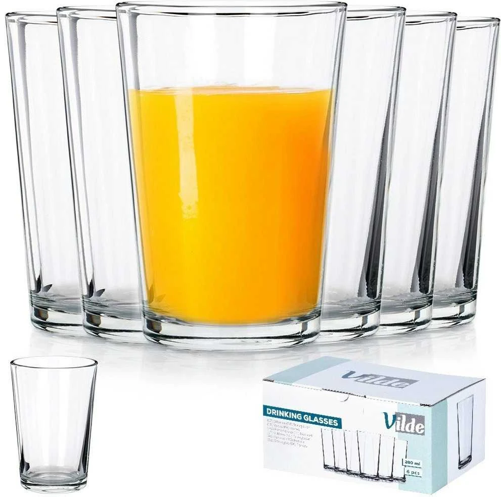 Stiklinių rinkinys, Puodeliai gėrimams, Sultys, Vanduo, VILDE, 200 ml, 6 vnt.