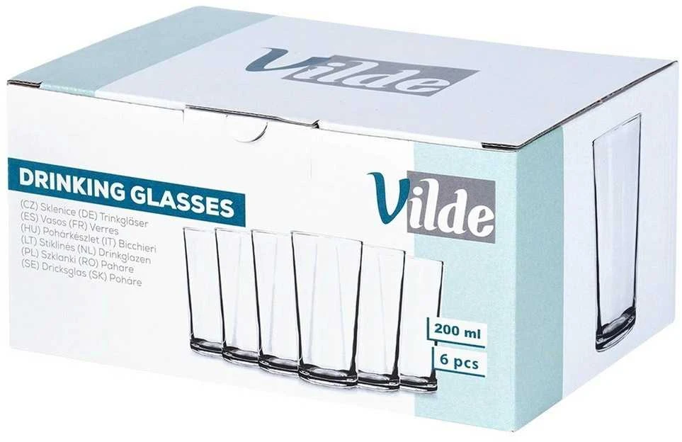 Stiklinių rinkinys, Puodeliai gėrimams, Sultys, Vanduo, VILDE, 200 ml, 6 vnt.