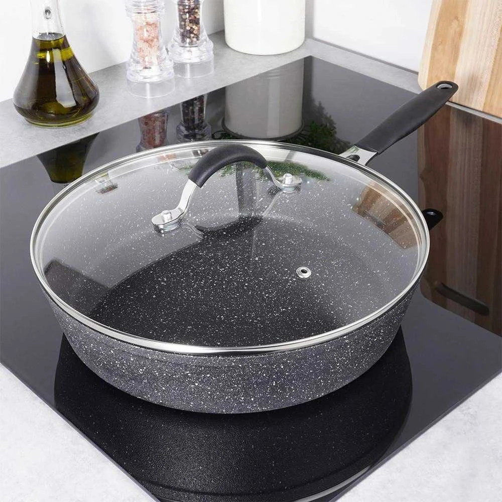 STONER neprideganti granitinė keptuvė su dangčiu, 28 cm