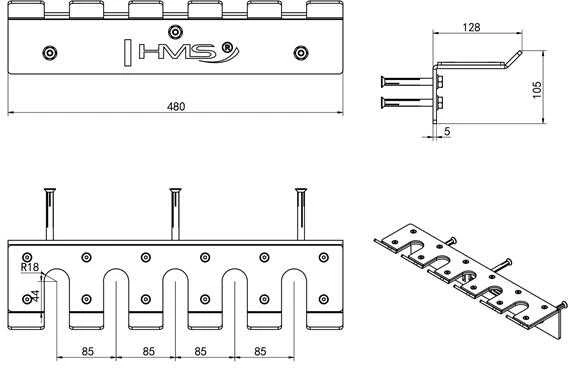 STR45 SIENINĖ PAKABA KOMERCINĖMS OLYMPIC BARS HMS