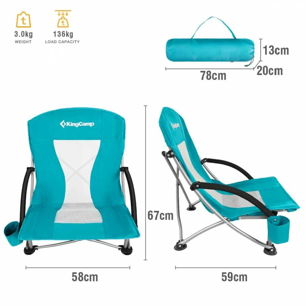 Sulankstomas kempingas Žvejybos kėdė KING CAMP Cyan Low