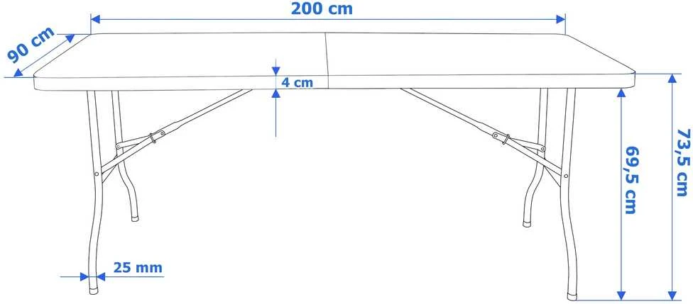 Sulankstomas maitinimo stalas BUFETAS BALTASIS 200 cm
