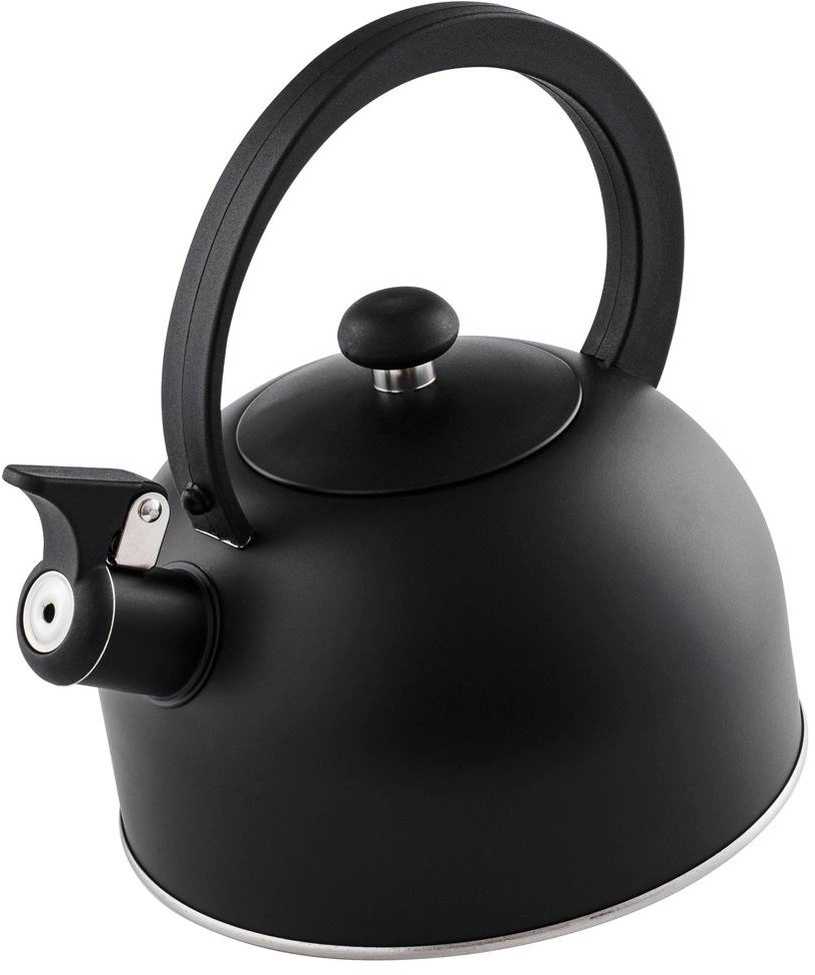 Švilpimo virdulys, plieno, juodas, 2 l