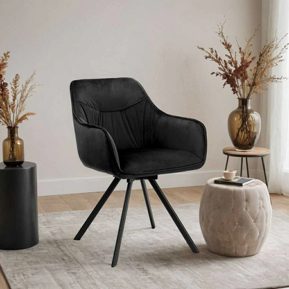 SYDNEY VELVET juodo aksomo kėdė