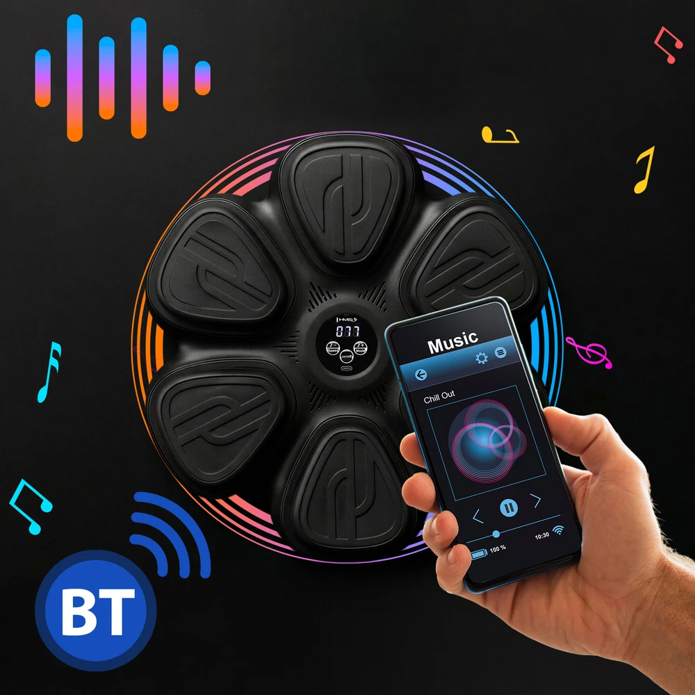 TB12 „Bluetooth“ elektroninis bokso taikinys su muzika ir HMS pirštinėmis