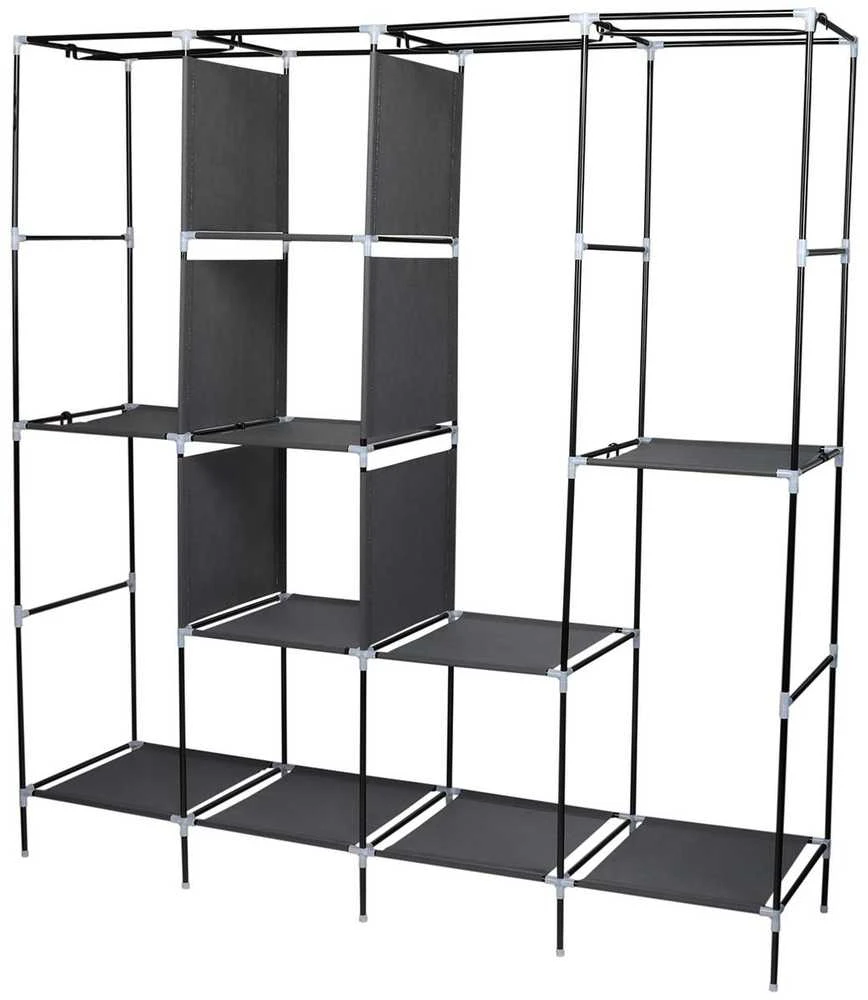 TEKSTILĖ SPINTA 168x45x172CM TAMSIAI PILKA