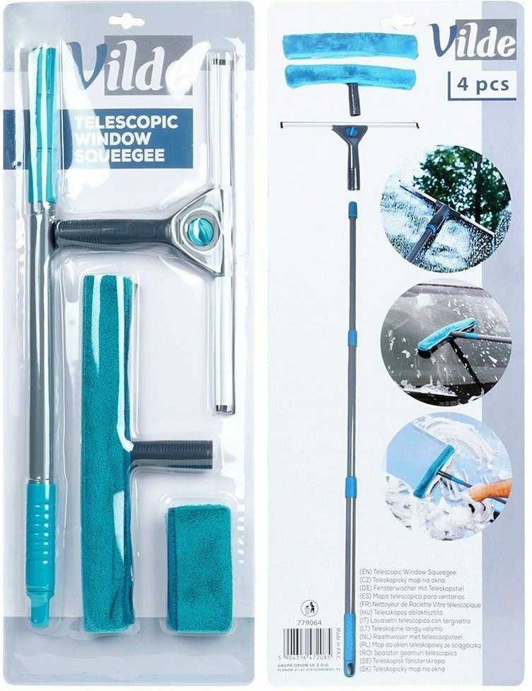 Teleskopinė langų šluostė su valytuvu, 4 vnt.