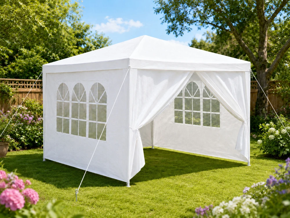 TENO baltas sodo paviljonas su langais 3x3 m