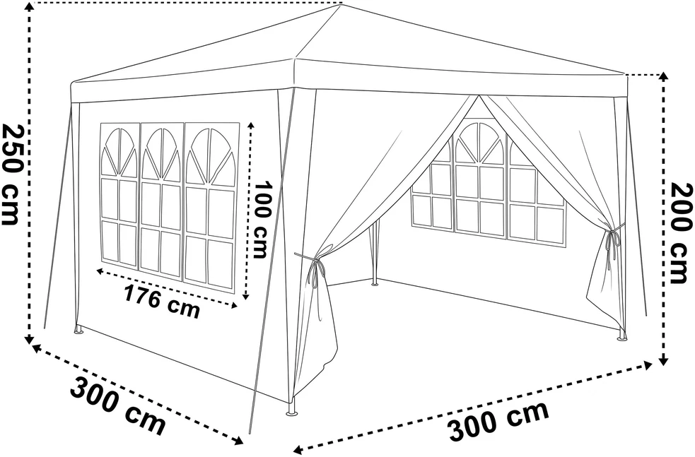 TENO baltas sodo paviljonas su langais 3x3 m