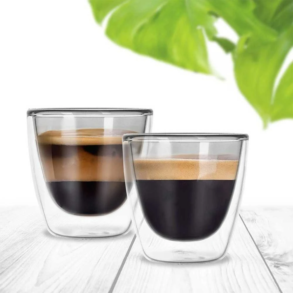 Terminės stiklinės su dviguba sienele espreso kavai DOUBLE 90 ml 2 vnt.