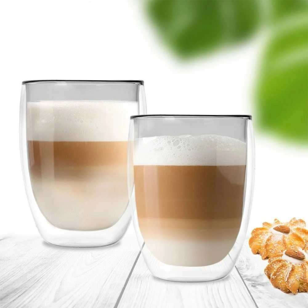 Termo stiklinės su dviguba sienele kavai latte DOUBLE 370 ml 2 vnt.