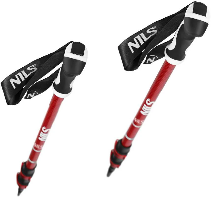 TK8601 RAUDONA ALUMINIUMO TREKING POLAI NILS