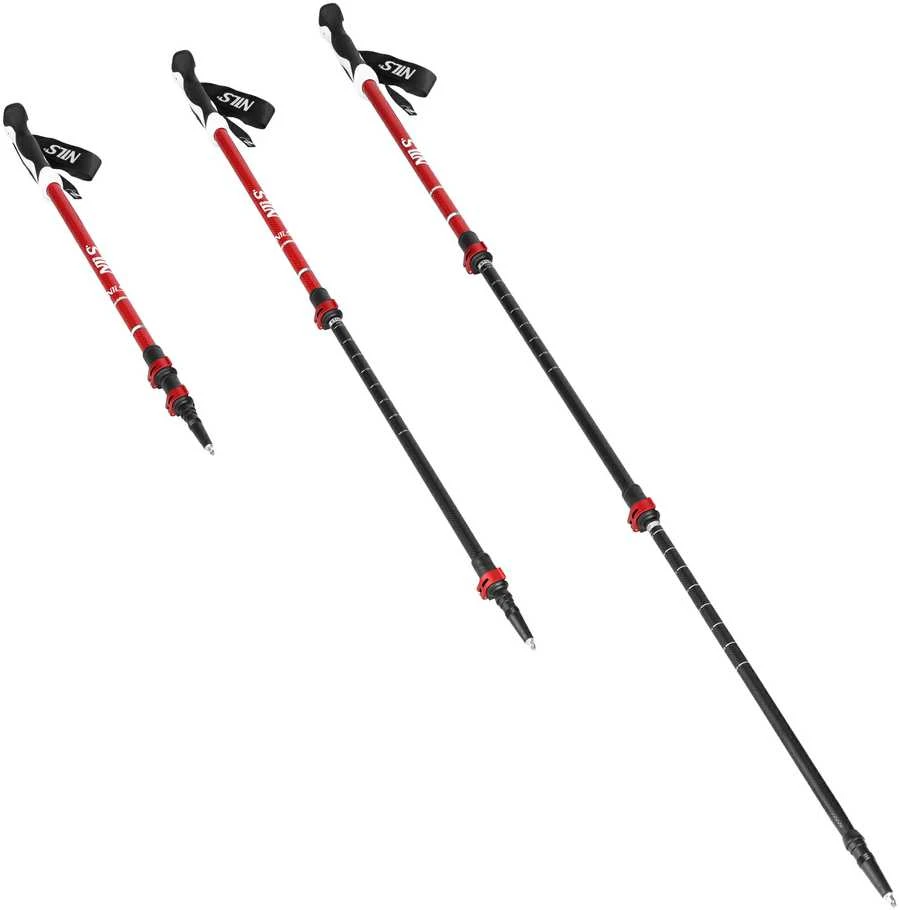 TK8601 RAUDONA ALUMINIUMO TREKING POLAI NILS