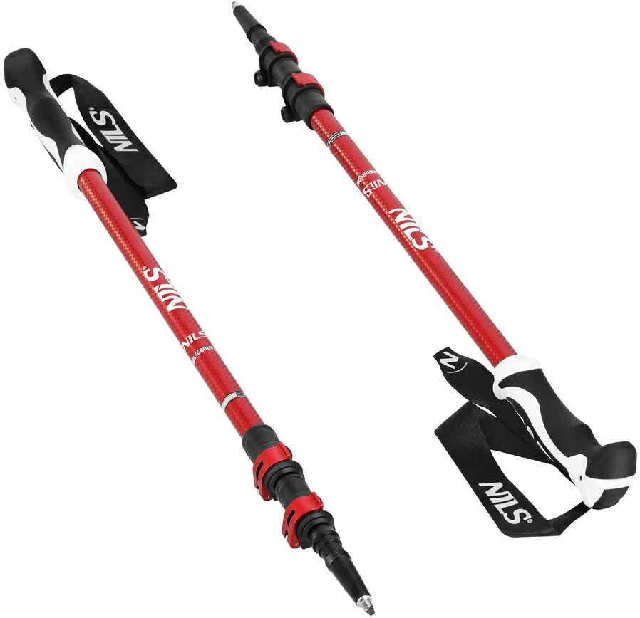 TK8601 RAUDONA ALUMINIUMO TREKING POLAI NILS