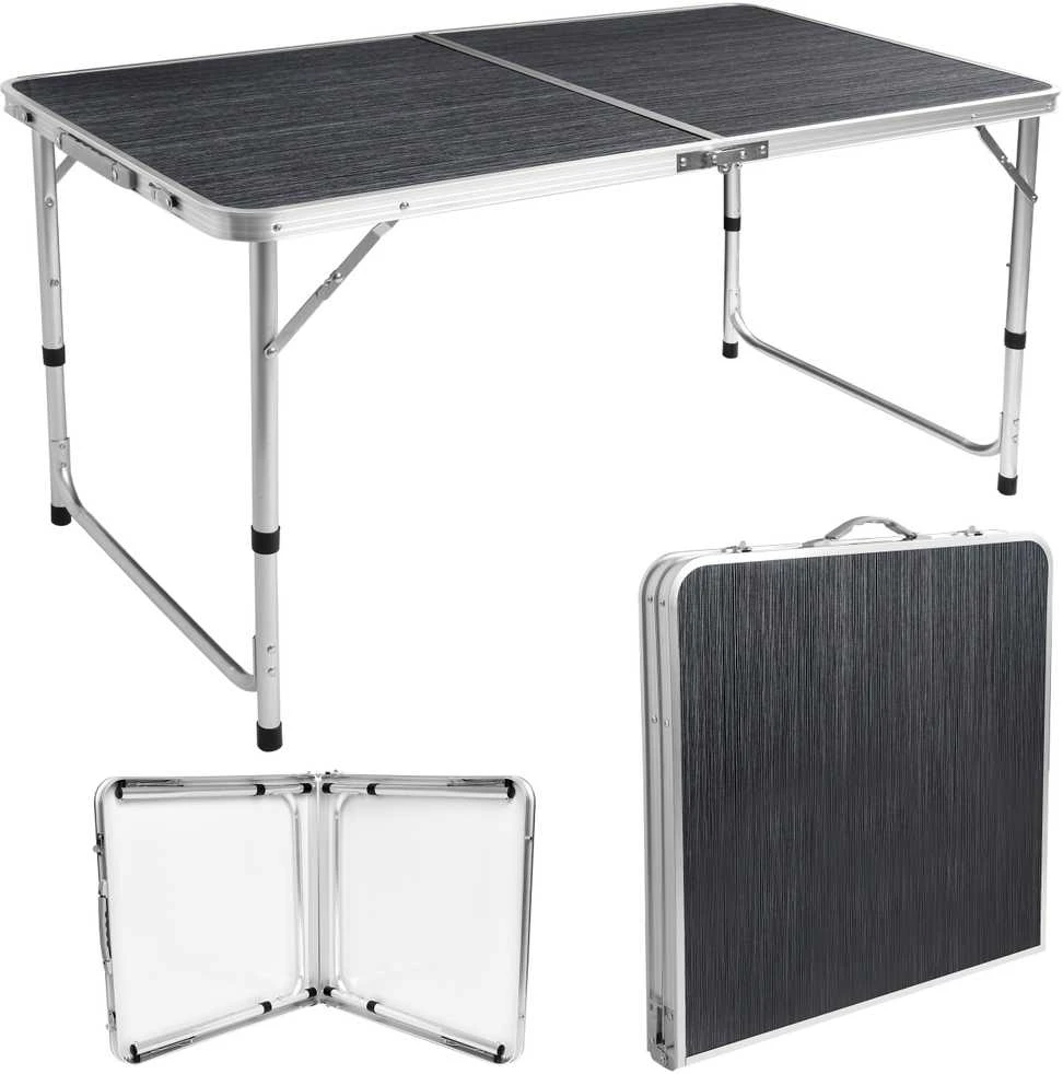 Lauko baldų komplektas TRAMP kempingas sulankstomas turistinis rinkinys 120x60 cm juodos medienos