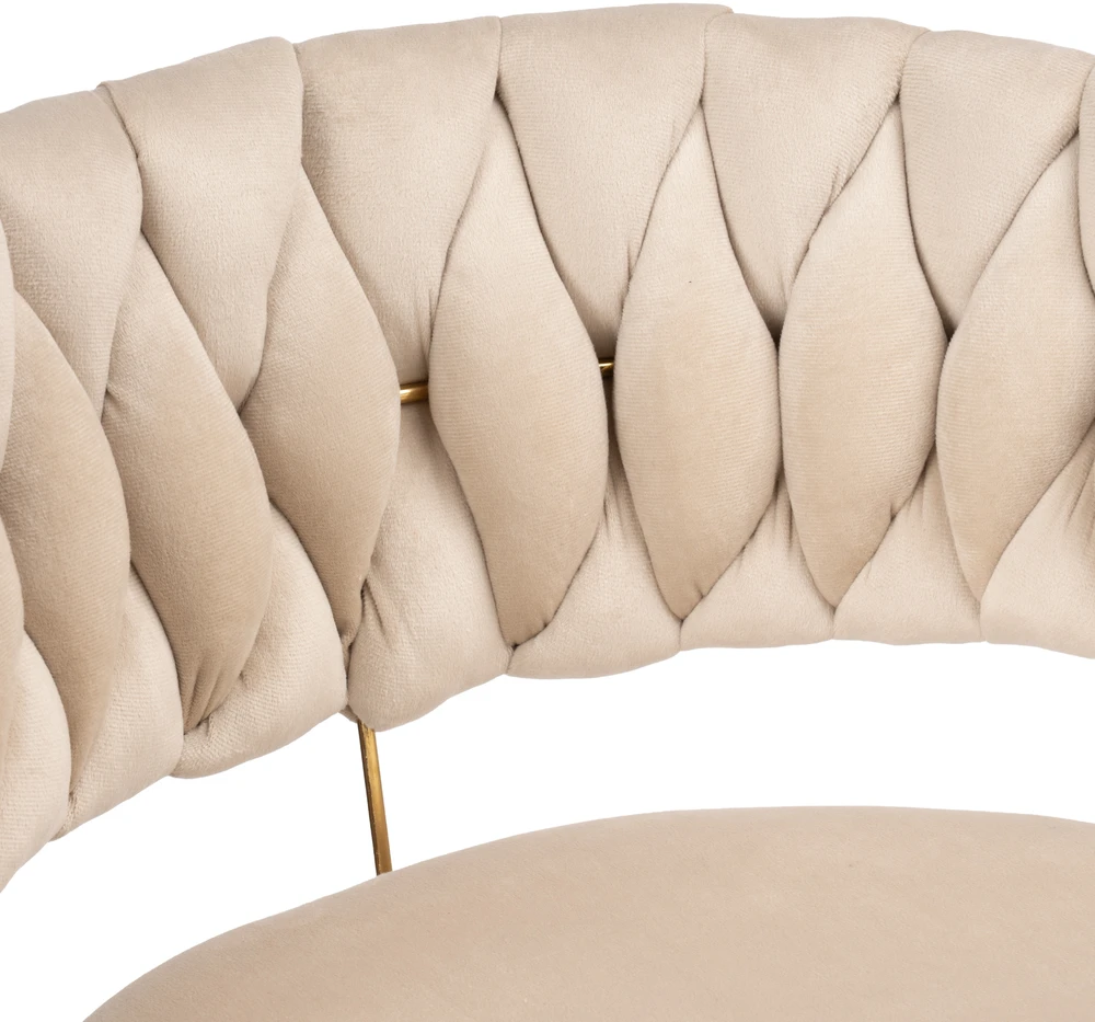 Tresso aukso smėlio spalvos aksominė baro kėdė