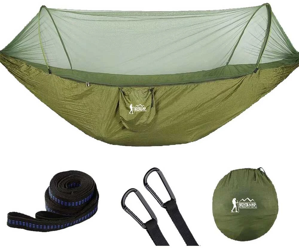 TURISTINIS HAMAKAS SU TINKLELIS NUO UODŲ 250X120CM ROYOKAMP