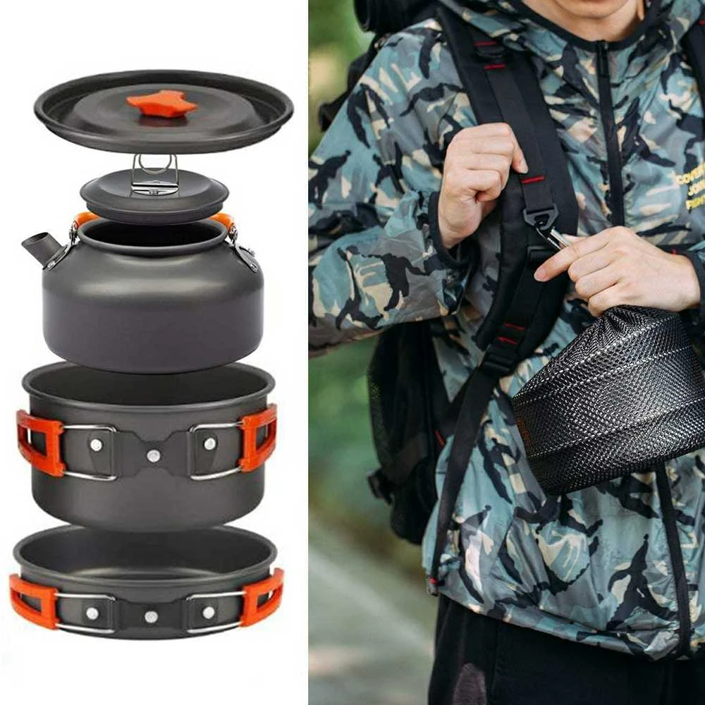 Turistinis rinkinys TRAVELER, virdulio, puodo ir keptuvės komplektas